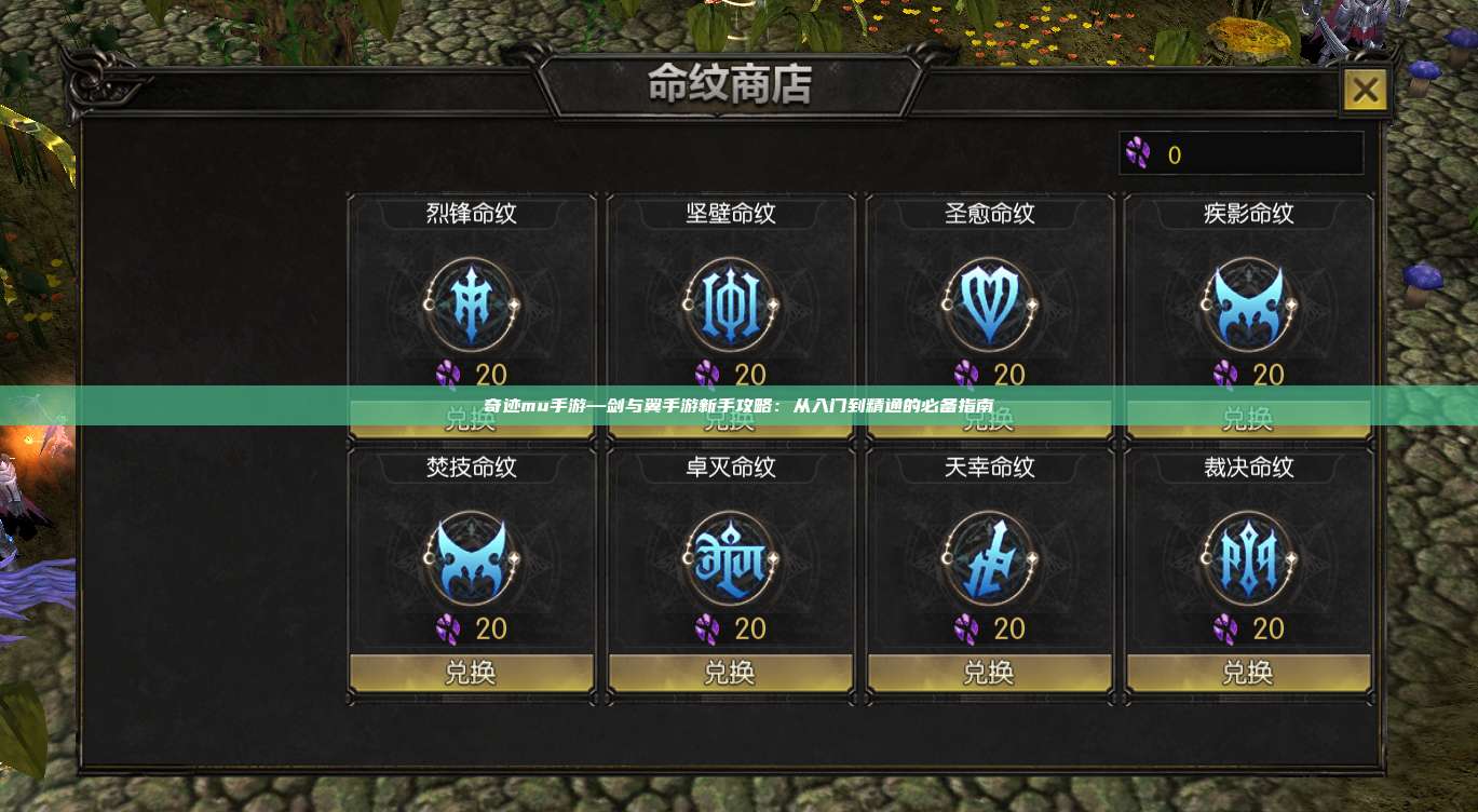 奇迹mu手游—剑与翼手游新手攻略：从入门到精通的必备指南